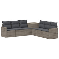 vidaXL Soffset 7 pcs Grå och mörkgrå Poly Rattan och stål