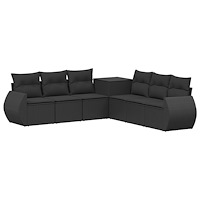 vidaXL Soffset 7 pcs Svart Poly Rattan och stål