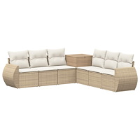 vidaXL Soffset 7 st Beige och krämvit Poly Rattan och stål