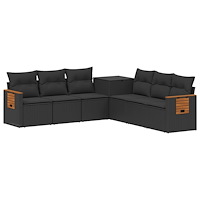 vidaXL Soffset 7 pcs Svart Poly Rattan och stål