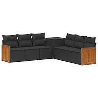 vidaXL Soffset 7 pcs Svart Poly Rattan och stål