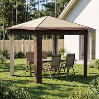 vidaXL Paviljong utan sidovägg 2,6 x 2,6 m Kräm och brun