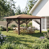 vidaXL Gazebo med 4 väggar 4 x 4 m Beige och brun
