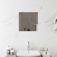 vidaXL LED Badrumsspegel med spegel Transparent 40 x 40 cm härdat glas