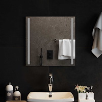 vidaXL LED Badrumsspegel med spegel Transparent 50 x 50 cm härdat glas