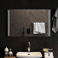 vidaXL LED Badrumsspegel med spegel Transparent 80 x 50 cm härdat glas