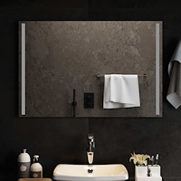 vidaXL LED Badrumsspegel med spegel Transparent 90 x 60 cm härdat glas