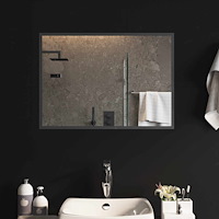 vidaXL LED Badrumsspegel med spegel Transparent 70 x 50 cm härdat glas