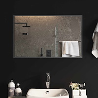vidaXL LED Badrumsspegel med spegel Transparent 80 x 50 cm härdat glas