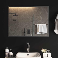 vidaXL LED Badrumsspegel med spegel Transparent 80 x 60 cm härdat glas