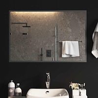 vidaXL LED Badrumsspegel med spegel Transparent 90 x 60 cm härdat glas