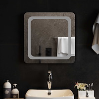 vidaXL LED Badrumsspegel med spegel Transparent 50 x 50 cm härdat glas