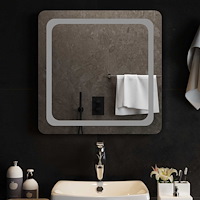 vidaXL LED Badrumsspegel med spegel Transparent 60 x 60 cm härdat glas