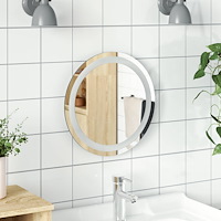 vidaXL LED Badrumsspegel med spegel Transparent Ø 40 cm härdat glas