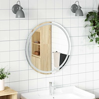 vidaXL LED Badrumsspegel med spegel Transparent Ø 70 cm härdat glas