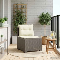 vidaXL 1-sits trädgårdsoffa med kuddar i rottlook PP Ljusgrå