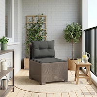 vidaXL 1-sits trädgårdsoffa med kuddar i rottlook PP Ljusgrå