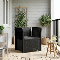 vidaXL 1-sits fåtölj med kudde i rottlook PP Antracit