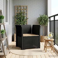 vidaXL 1-sits fåtölj med kudde i rottlook PP Antracit
