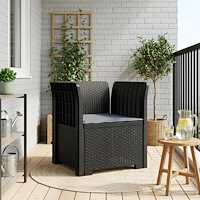 vidaXL 1-sits fåtölj med kudde i rottlook PP Antracit