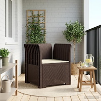 vidaXL 1-sits fåtölj med kudde i rottlook PP Brun