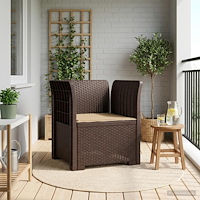 vidaXL 1-sits fåtölj med kudde i rottlook PP Brun