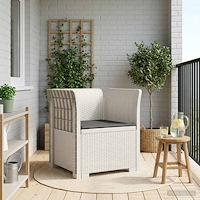 vidaXL 1-sits fåtölj med kudde i rottlook PP Vit