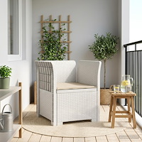 vidaXL 1-sits fåtölj med kudde i rottlook PP Vit