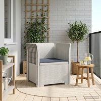 vidaXL 1-sits fåtölj med kudde i rottlook PP Vit