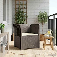 vidaXL 1-sits fåtölj med kudde i rottlook PP Ljusgrå