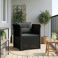 vidaXL 1-sits fåtölj med kuddar i rottlook PP Antracit