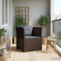 vidaXL 1-sits fåtölj med kuddar i rottlook PP Brun