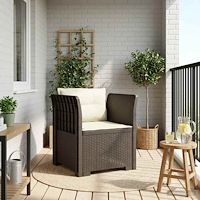 vidaXL 1-sits fåtölj med kuddar i rottlook PP Ljusgrå