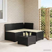 vidaXL 3-sits trädgårdsoffa med kuddar Rattan-look PP Antracit