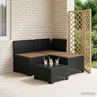 vidaXL 3-sits trädgårdsoffa med kuddar Rattan-look PP Antracit
