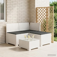 vidaXL 3-sits trädgårdsoffa med kuddar Rattan-look PP Vit