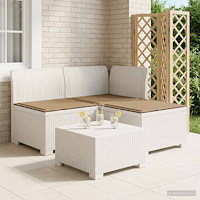 vidaXL 3-sits trädgårdsoffa med kuddar Rattan-look PP Vit
