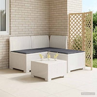 vidaXL 3-sits trädgårdsoffa med kuddar Rattan-look PP Vit