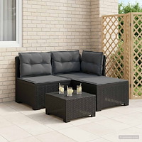 vidaXL 3-sits trädgårdsoffa med kuddar Rattan-look PP Antracit