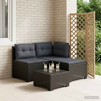 vidaXL 3-sits trädgårdsoffa med kuddar Rattan-look PP Antracit