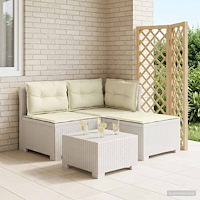 vidaXL 3-sits trädgårdsoffa med kuddar Rattan-look PP Vit