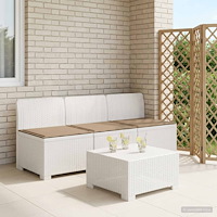 vidaXL 3-sits trädgårdsoffa med kuddar Rattan-look PP Vit