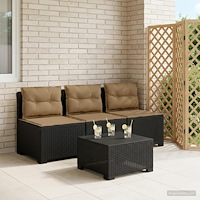 vidaXL 3-sits trädgårdsoffa med kuddar Rattan-look PP Antracit