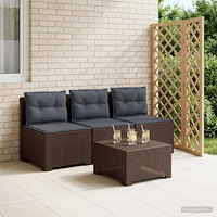 vidaXL 3-sits trädgårdsoffa med kuddar Rattan-look PP Brun