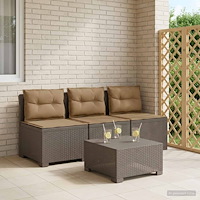 vidaXL 3-sits trädgårdsoffa med kuddar Rattan-look PP Ljusgrå