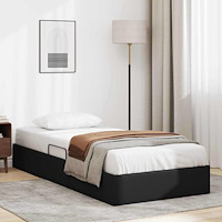 vidaXL Förvaringssäng med lagring Svart 100 x 190 cm Konstläder