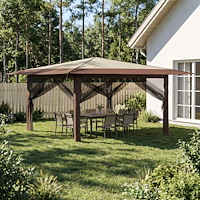 vidaXL Gazebo med 4 väggar 4 x 4 m Kräm och brun