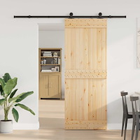 vidaXL Skjutdörr NARVIK 80 x 210 cm (213,5 cm) Naturlig och svart