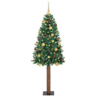 vidaXL Smal julgran med 300 LED-lampor Grön 210 cm PVC och solid furu