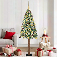 vidaXL Smal julgran med 300 LED-lampor Grön 180 cm PVC och solid furu